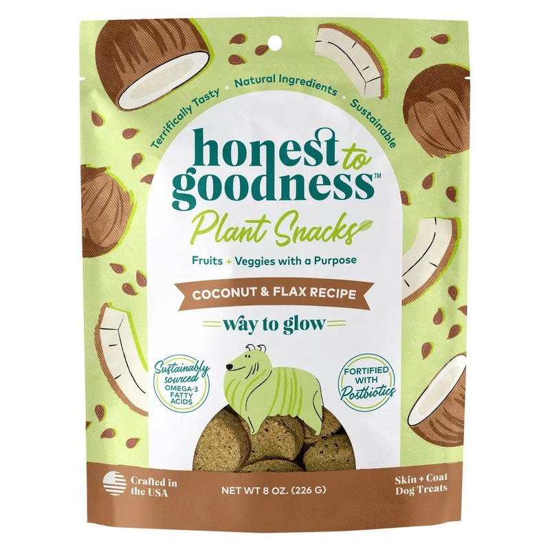 Honest To Goodness Plant Snacks Way to Glow Coconut & Flax Recipe Dog Treats 8oz