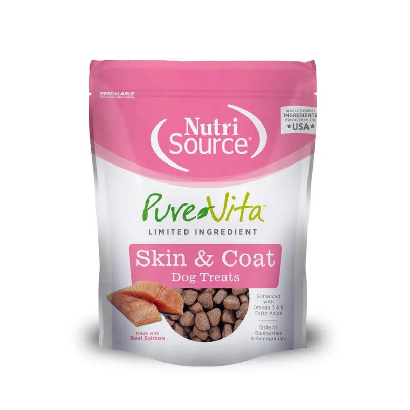 NutriSource PureVita LID Skin and Coat Salmon Dog Treats 6 oz