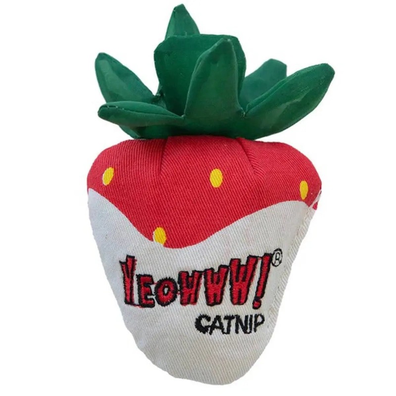 Yeowww! Strawberry Cat Toy|Original Strawberry|White Chocolate Dipped Strawberry|Chocolate Dipped Strawberry|3 pack