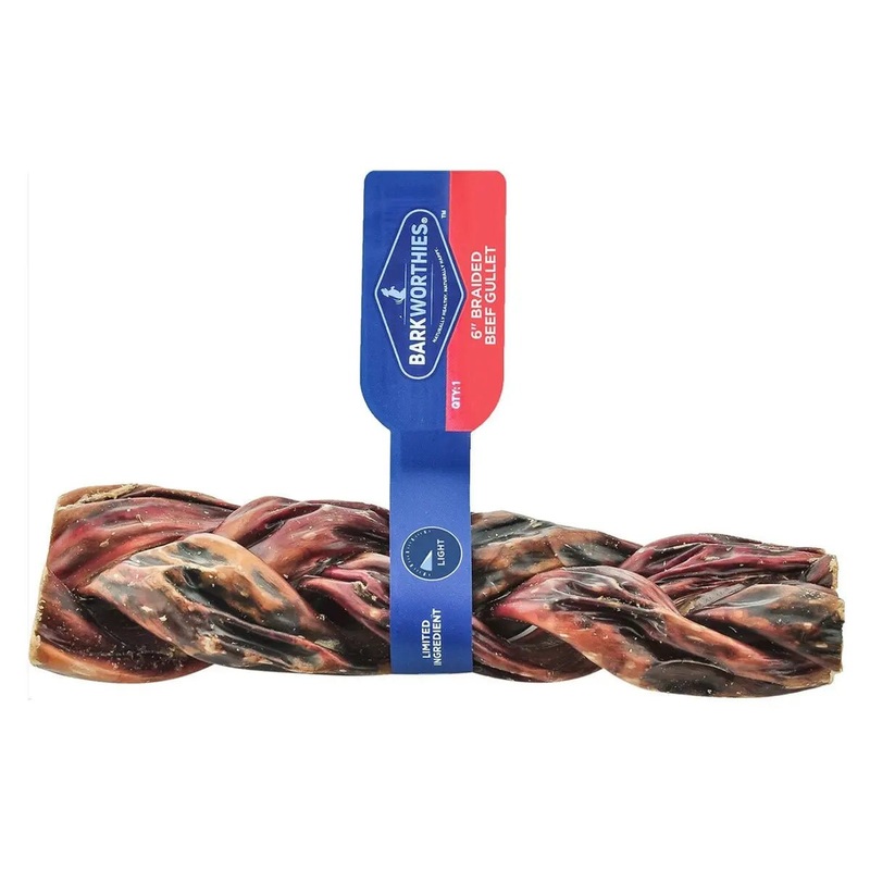 Barkworthies Braided Beef Gullet 6 Dog Treat
