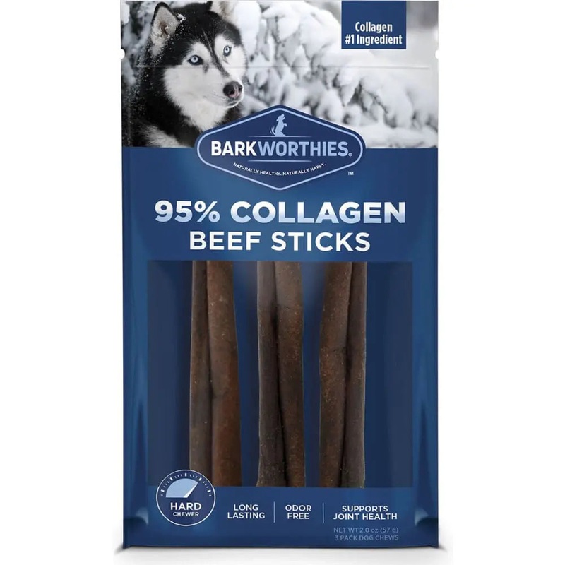 Barkworthies Collagen Beef Sticks Plain 6 3pk