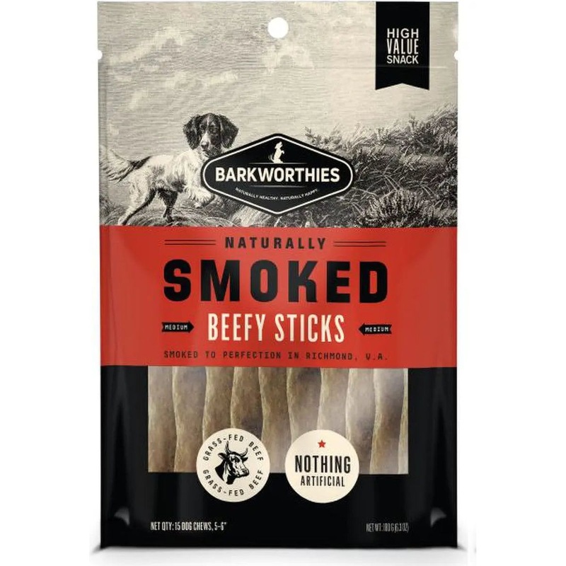 Barkworthies Smoked Beef Stick Dog Treats 15pk