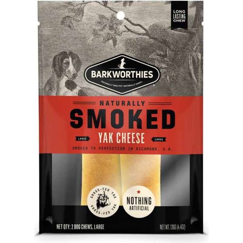 Barkworthies Smoked Yak Cheese Dog Treats – Large 2pk