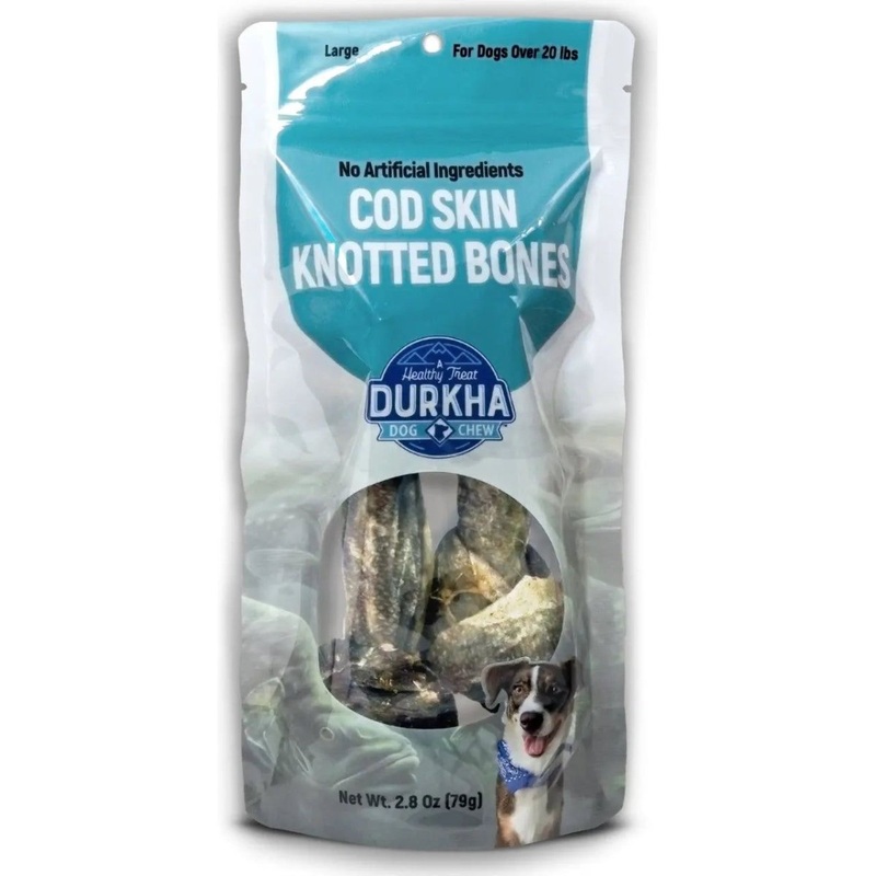Durkha Cod Skin Knotted Bone Dog Treat