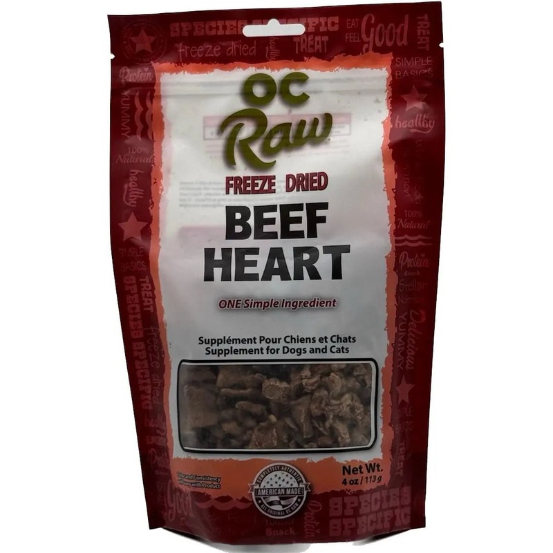OC Raw Beef Hearts Freeze Dried Dog Treats 4oz