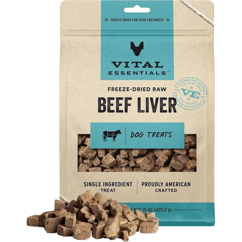 Vital Essentials Freeze-Dried Raw Beef Liver Dog Treats, 15 oz