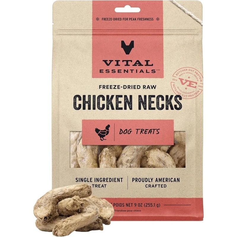 Vital Essentials Freeze-Dried Raw Chicken Necks Dog Treats, 9 oz