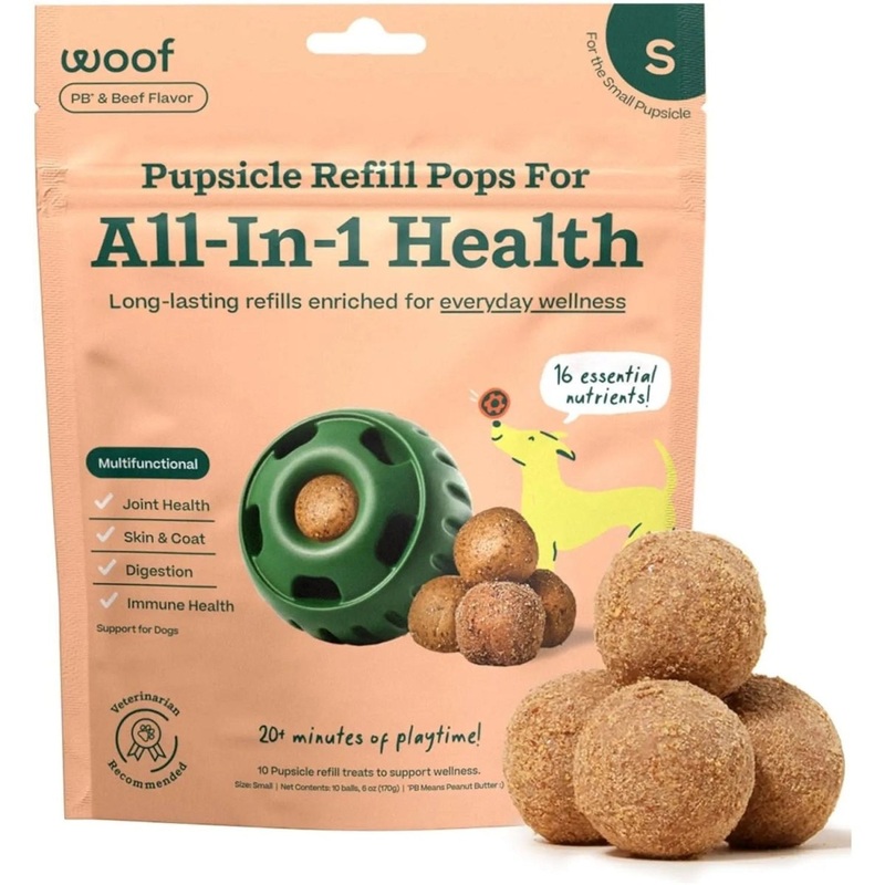 Woof Pet Pupsicle Pops Refills All-in-1 Health Beef Grain-Free Lickable Dog Treats