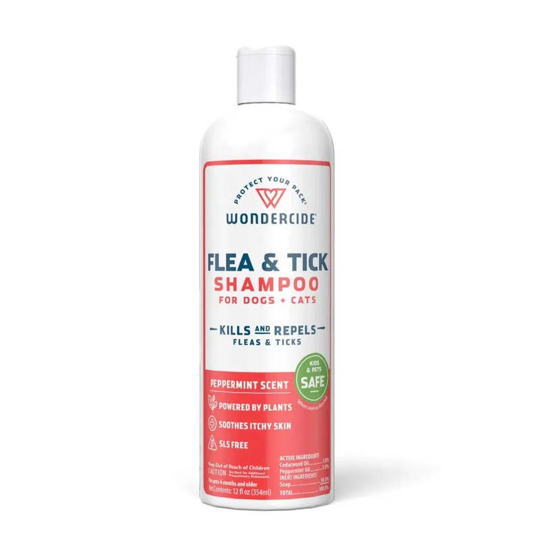 Wondercide Natural Flea & Tick with Essential Oils Dog & Cat Shampoo, Peppermint,12oz.