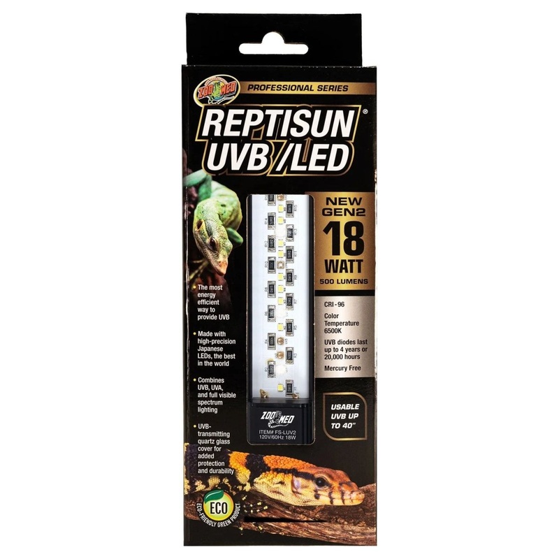 Zoo Med ReptiSun UVB/LED Gen2 Reptile Light Advanced UVB & UVA Reptile Lamp