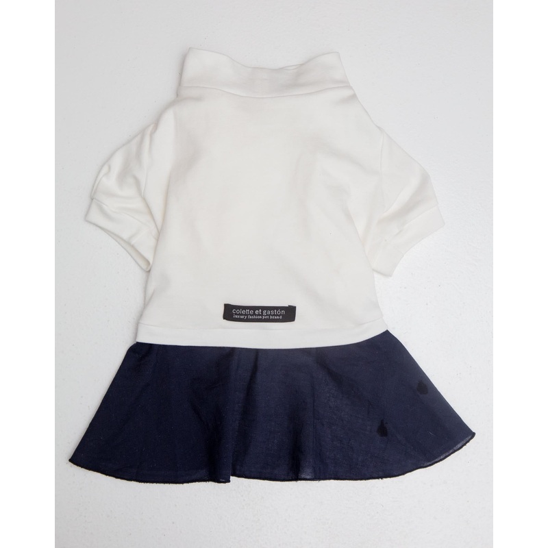Soft Dog Dress in White & Navy (FINAL SALE)