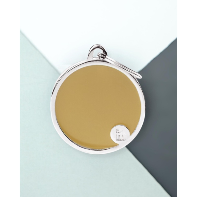 Handmade Circle Tag in Cappuccino Custom Pet ID Tag