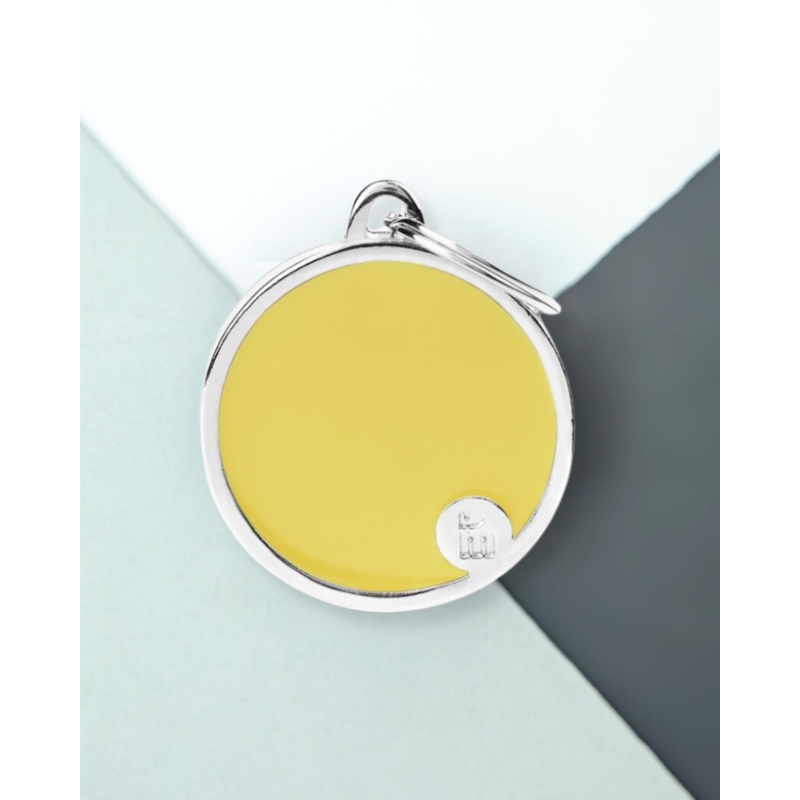 Handmade Circle Tag in Daffodil Yellow Custom Pet ID Tag