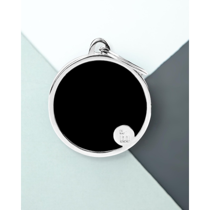 Handmade Circle Tag in Jet Black Custom Pet ID Tag