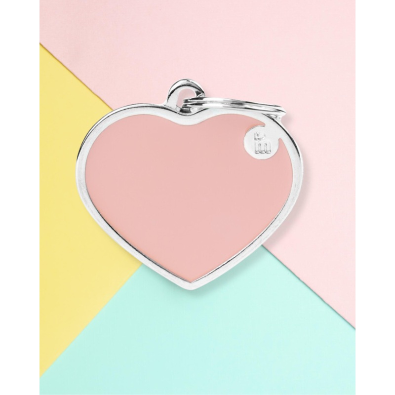 Handmade Heart Tag in Blush Pink Custom Pet ID Tag