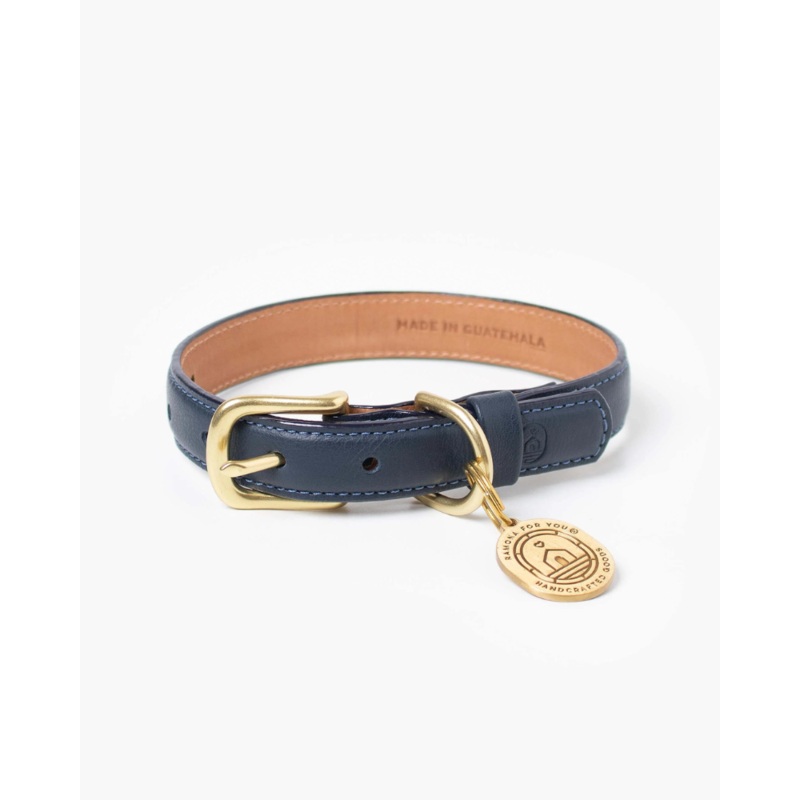 Midnight Leather Dog Collar (Made in Guatemala)