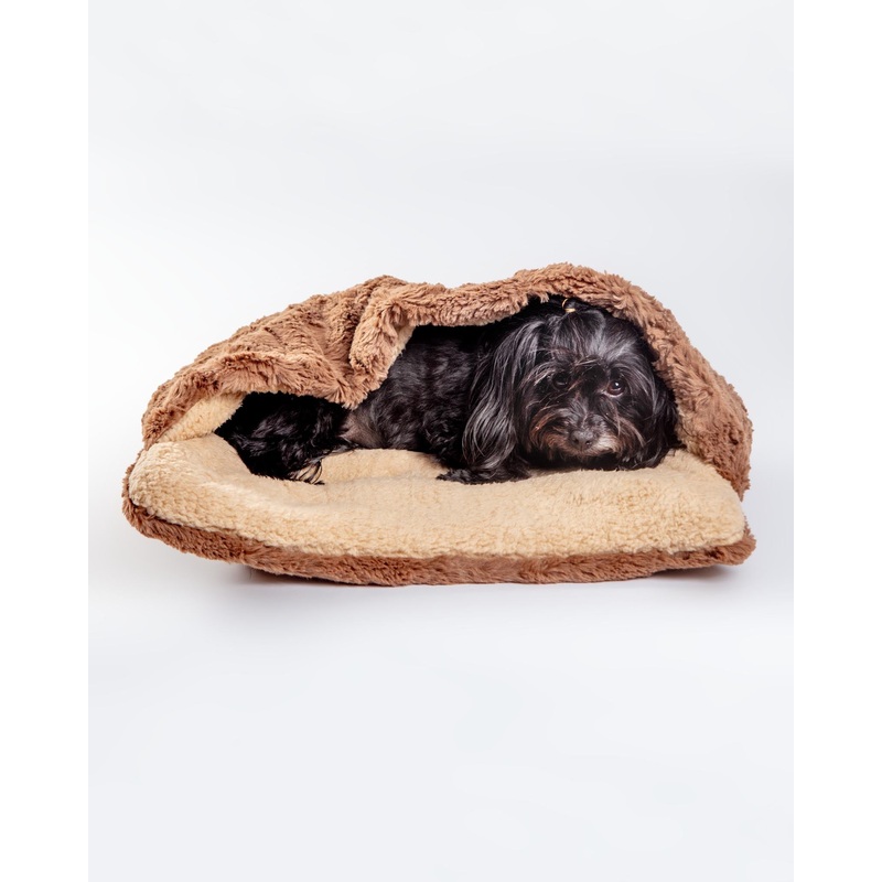 Mushy Pocket Bed in Mocha Faux Fur & Sherpa (FINAL SALE)