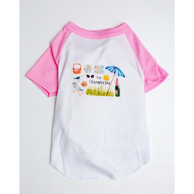 *The Hamptons* Graphic Dog T-Shirt in Ros Pink