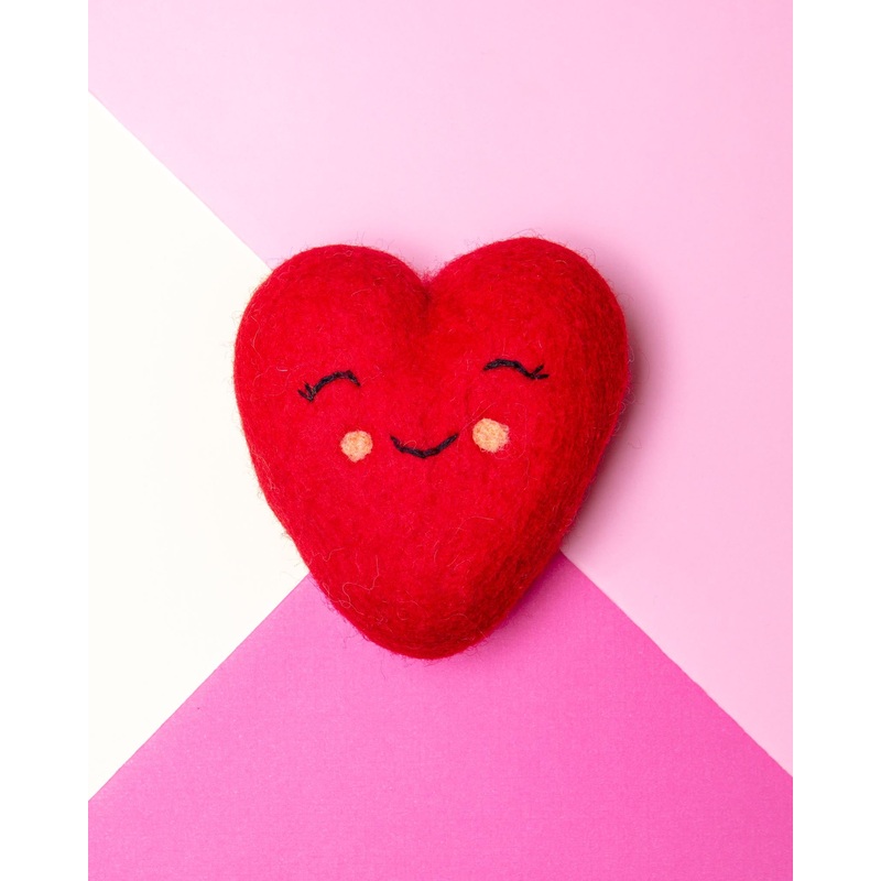 Wool Handrolled Heart Dog Toy