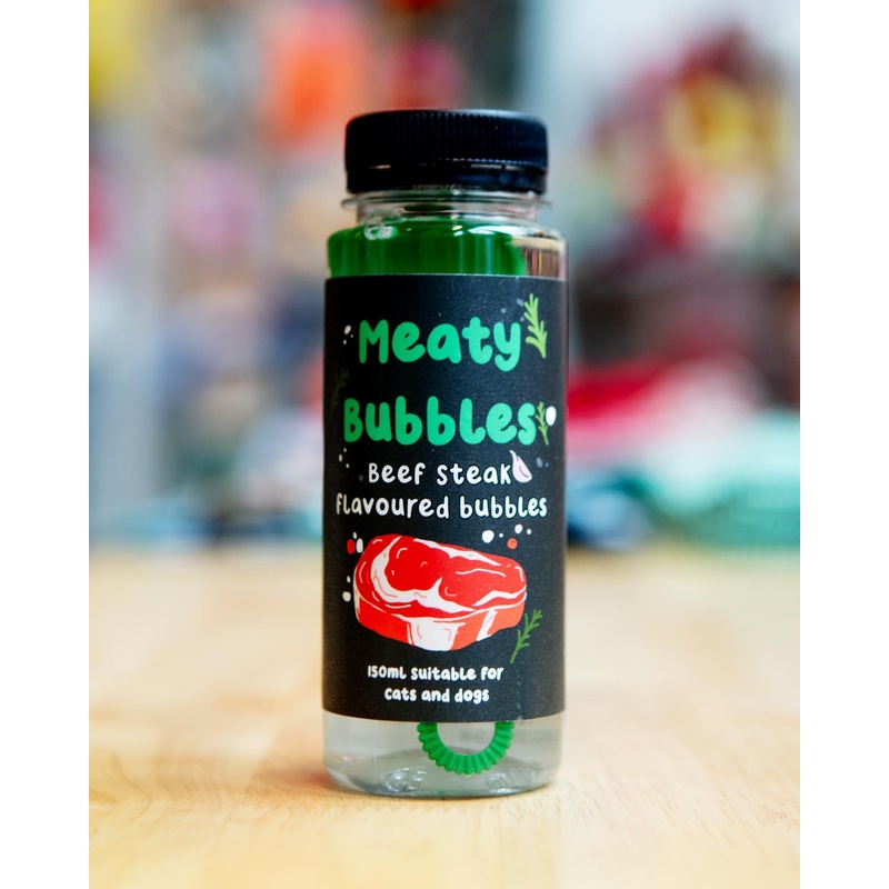 Beef Steak Flavored Bubbles for Dogs & Cats (Vegan, Gluten Free and Halal Safe!)