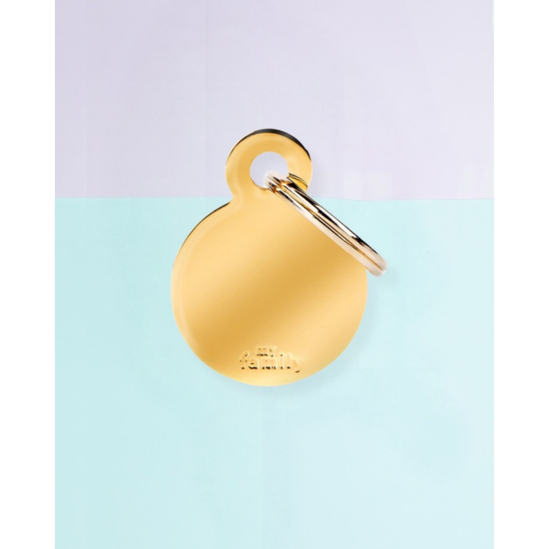 Chic Circle in Golden Brass Custom Pet ID Tag