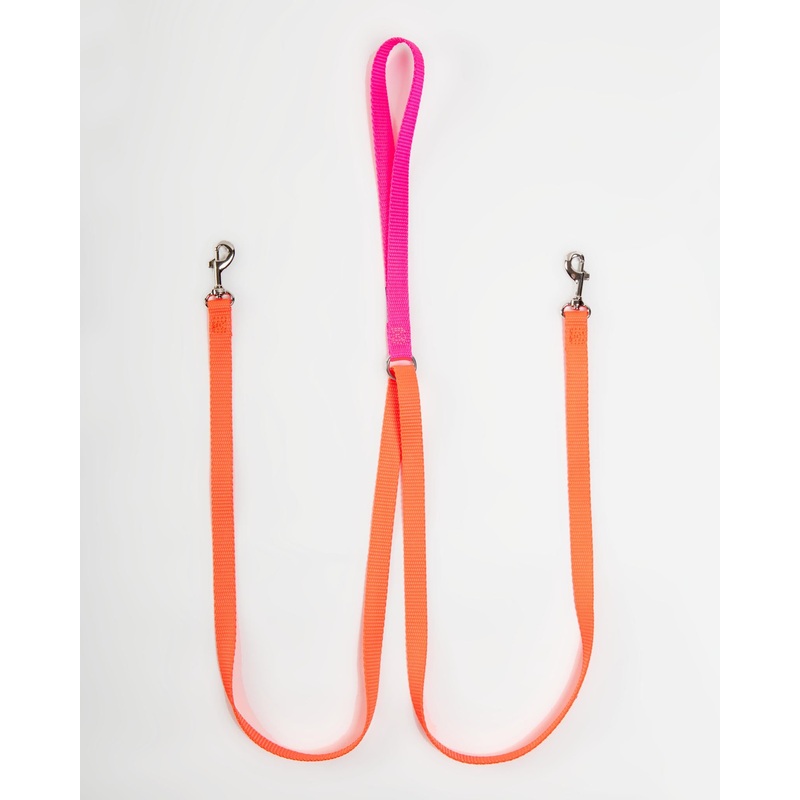Double Clip Training Leash in Hot Pink + Neon Orange (Made in the USA)
