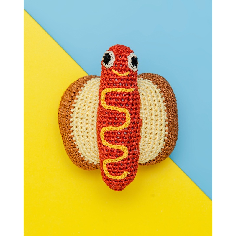 Hot Dog Organic Knit Dog Toy