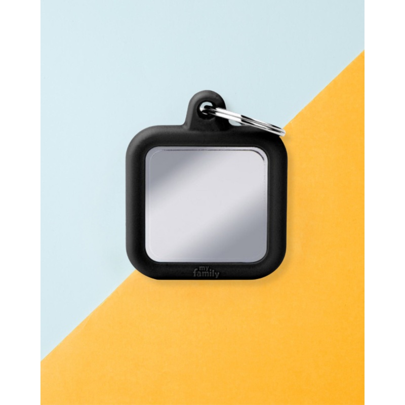 Hushtag Chrome Plated Brass Square Custom Pet ID Tag