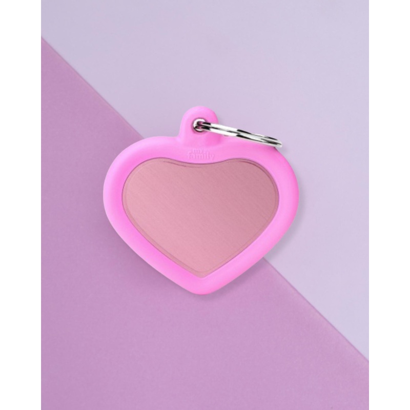 Hushtag Pink Aluminum Heart Custom Pet ID Tag