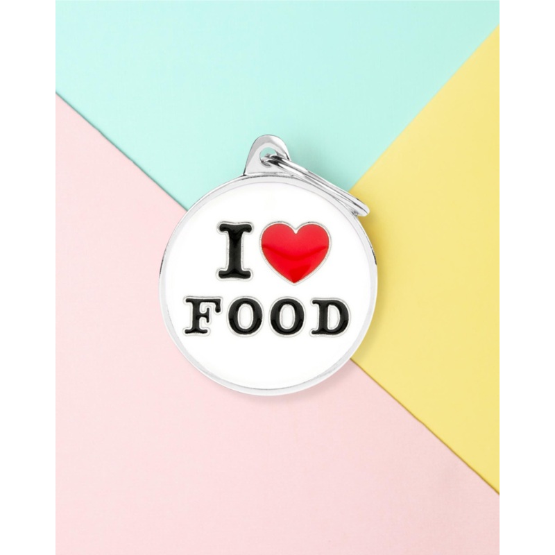 I Love Food! Custom Circle Pet ID Tag