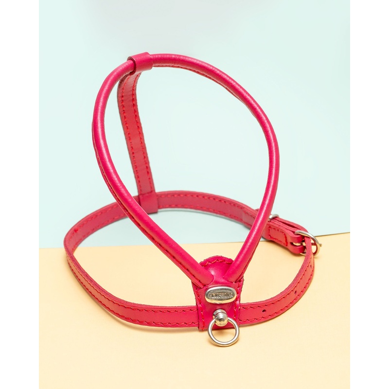 Italian Leather Dog Harness in Fuschia Pink << CLEARANCE >>