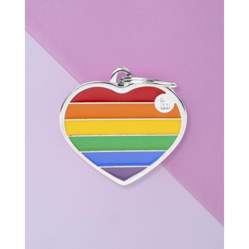 Rainbow Heart Custom Pet ID Tag
