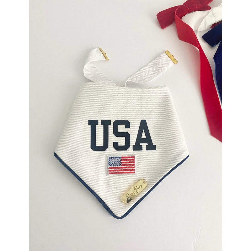 USA White Denim Dog Bandana (Made in the USA)