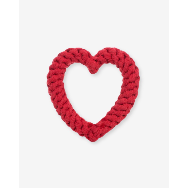 Heart Rope Dog Toy in Red