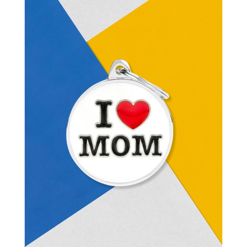 I Love Mom Custom Circle Pet ID Tag