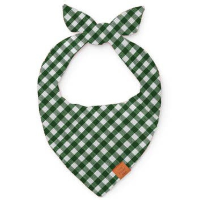 Mini Gingham Hunter Green Dog Bandana (Made in the USA) (FINAL SALE)