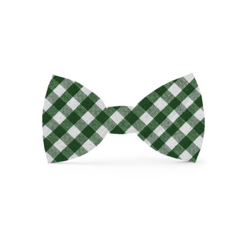 Mini Gingham Hunter Green Dog Bow Tie (Made in the USA)