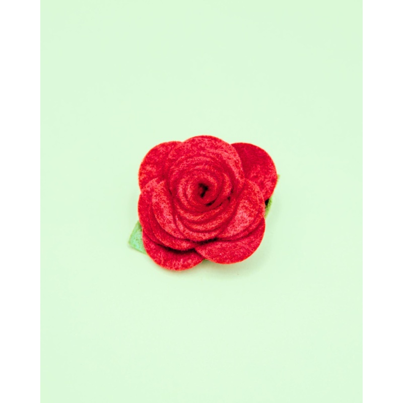 Red Rose Dog Collar Flower (Made in the USA)