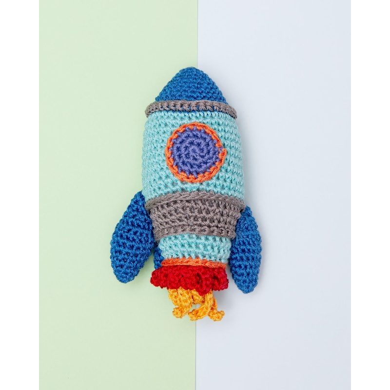 Rocket Ship Knit Organic Cotton Dog Toy