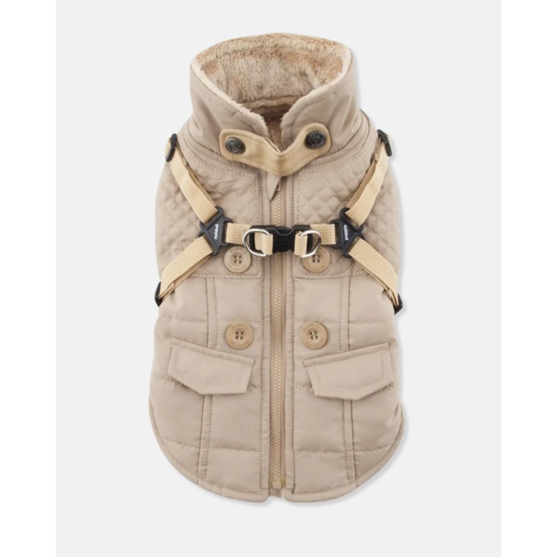 Wilkes Winter Harness Dog Jacket In Beige (FINAL SALE)