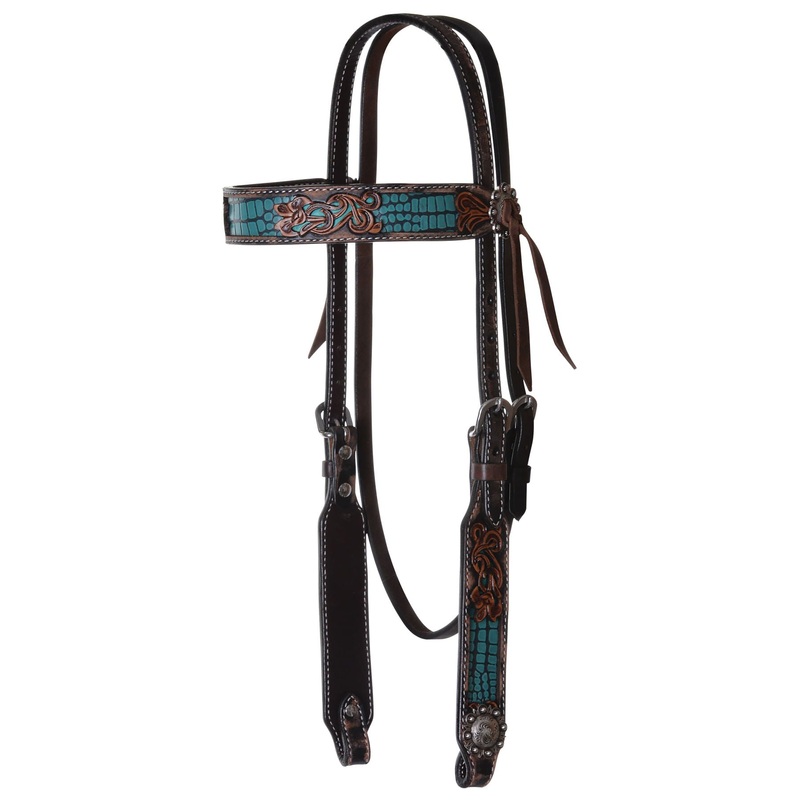 Circle Y Distressed Gator Browband Headstall