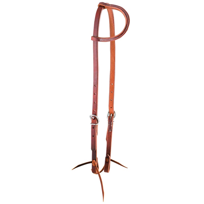 Dr. J Harness Leather Amish Sliding Ear Headstall with Stainless Steel Hardware