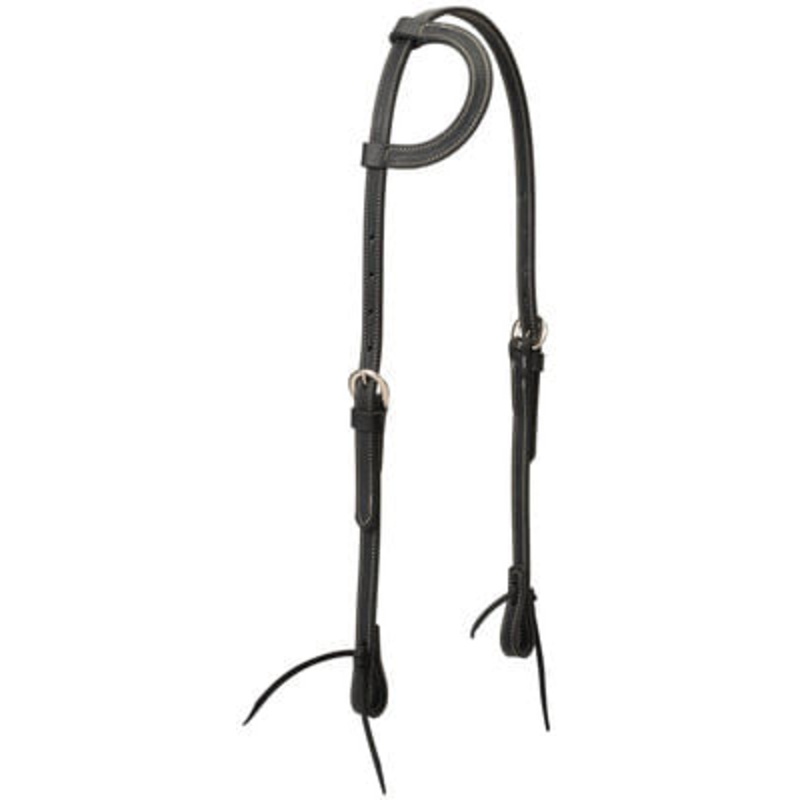 Black Latigo Leather Sliding Ear Headstall
