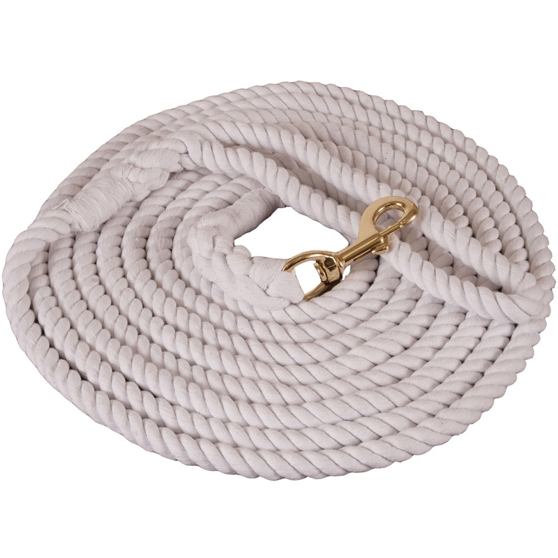 Cotton Lunge Line, 1/2 x 25′ with brass-plated bolt snap