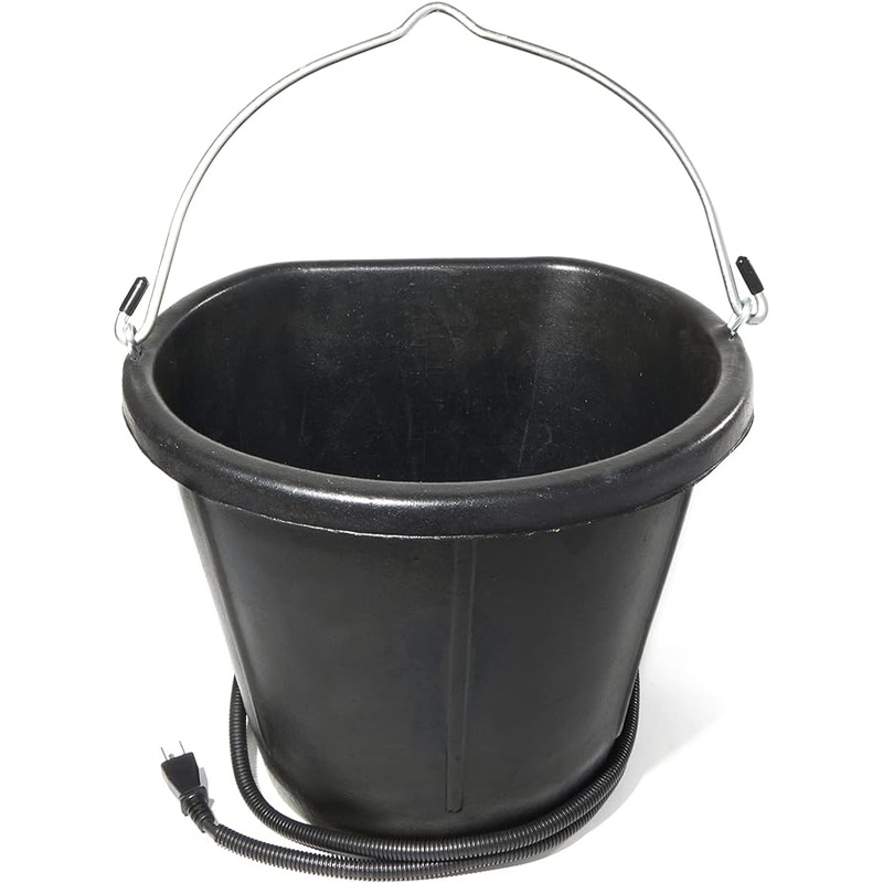 Heated Flat-Back Rubber Bucket for Livestock