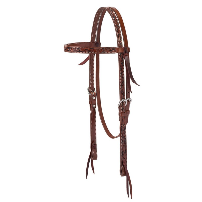 Weaver Turquoise Cross Floral Carved Browband Headstall