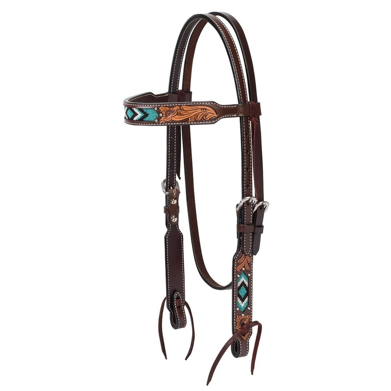 Weaver Turquoise Cross Two Toned Browband Headstall