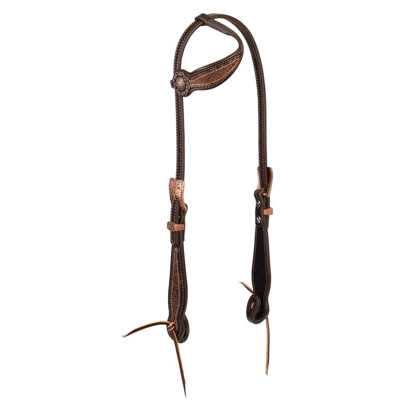 Weaver Western Floral Leather Sliding Ear Headstall for Horses