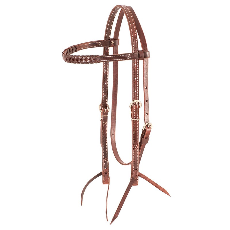 Martin Saddlery Browband Headstall with Blood Knots, Chocolate