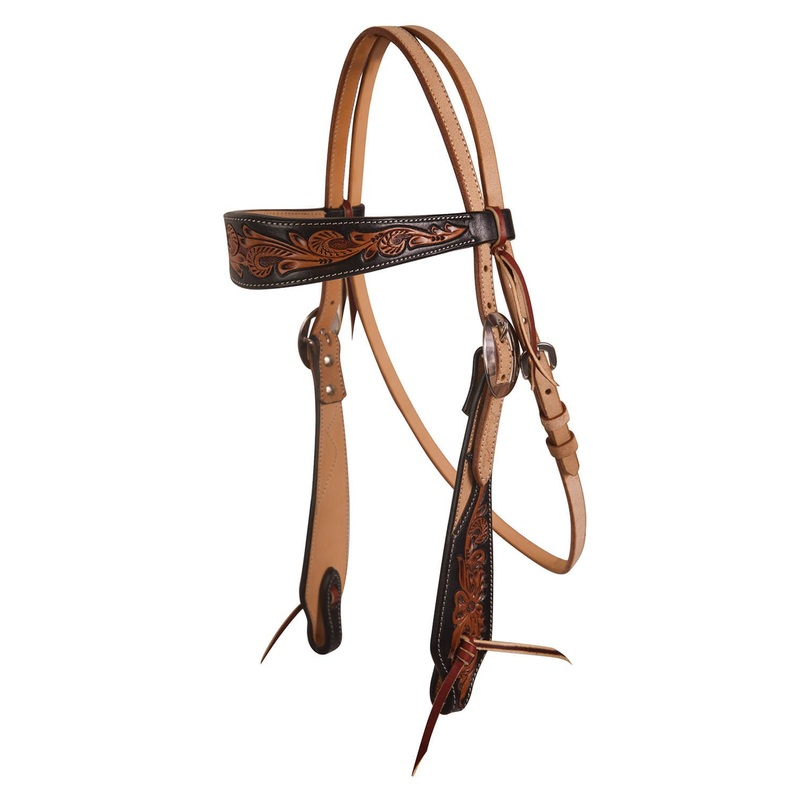 Professional’s Choice Black Floral Roughout Browband Headstall